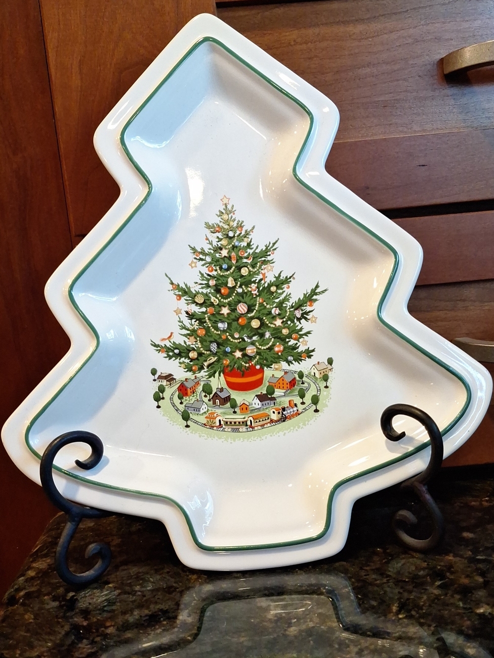 Pfaltzgraff Christmas Tree Shaped Holiday Serving Platter. Stand Not Included
